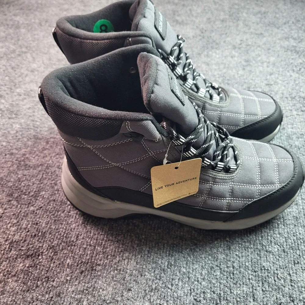 Eddie Bauer Hosmer Mens Grey Water Resistant Quilted Hiking Winter Boots Size 8M